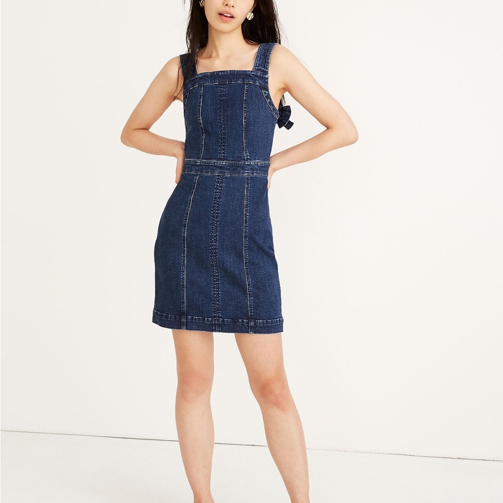 Madewell denim apron bow back dress